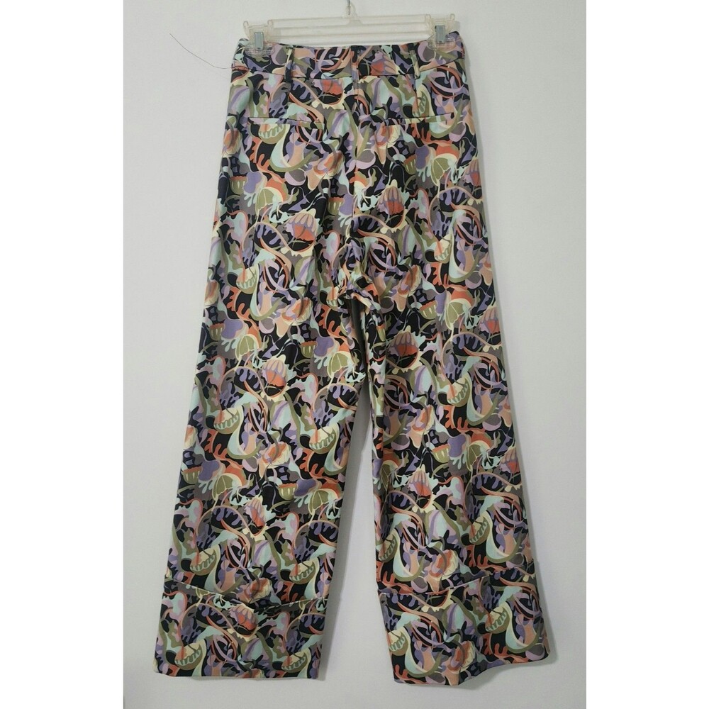 NWT Tuckernuck Sassafras Abstract Wide Leg Cuffed Pants in Blue Floral Women's 4 - Picture 3 of 8